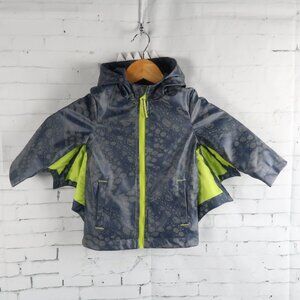 CAT & JACK GREY WITH YELLOW DINOSAUR RAIN JACKET WITH HOOD SIZE 18M